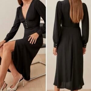NWT Reformation Everett Midi Dress In Black